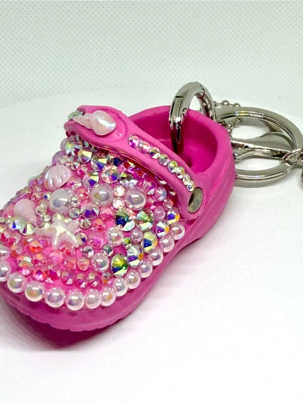Pink Jeweled Mini Clog Keychain